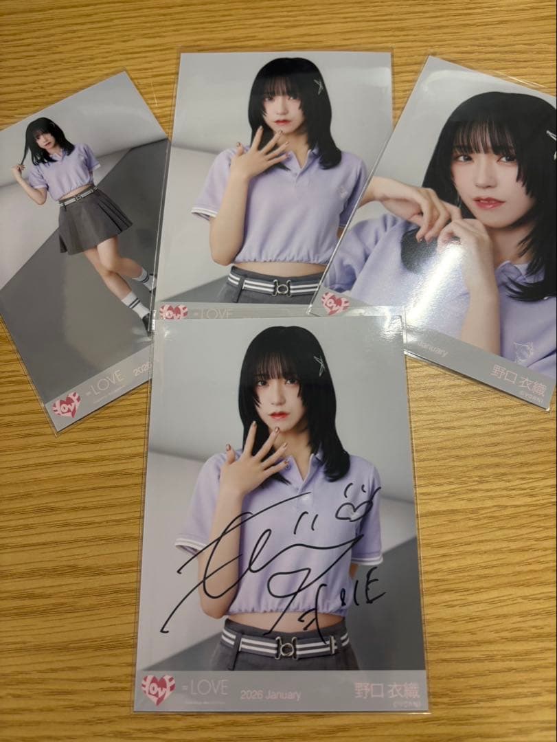 =LOVE イコラブ 野口衣織 ポロシャツ 生写真 直筆 ＋ コンプ セット