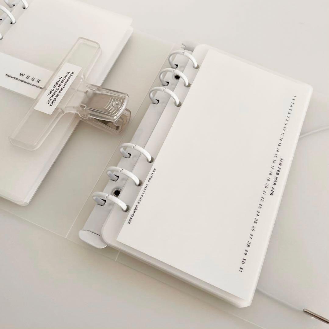 早い者勝ち　韓国　貯金　バインダー　ダブルリングバインダー　リフィル　白　18