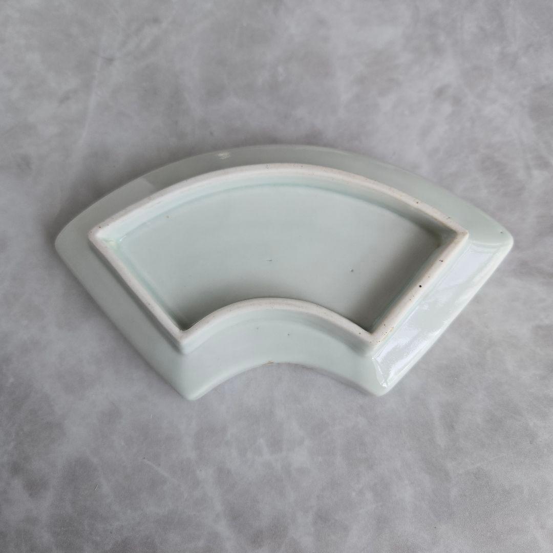 古伊万里　金彩　赤絵　扇面型皿　菊花流水　江戸中期　変形皿　骨董　アンティーク