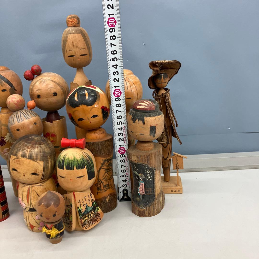 D-3 創作こけし まとめ売り 14体セット 伝統工芸品 郷土玩具 昭和レトロ