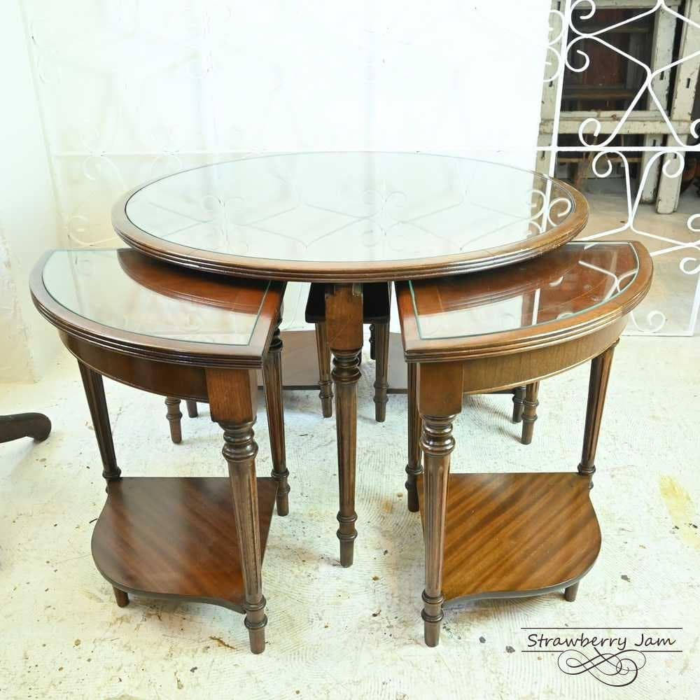 雅*様 【早い者勝ち】L3705-264 英国アンティーク 丸テーブル ネストテ