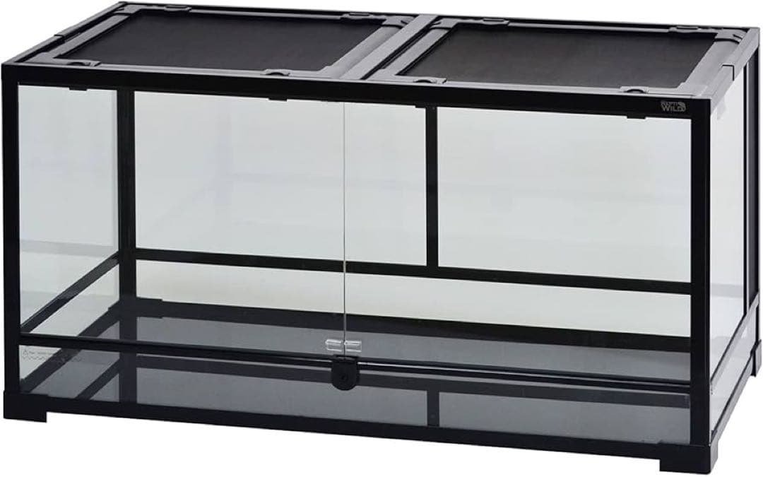 爬虫類ケージ(9045) ブラック ガラス製
