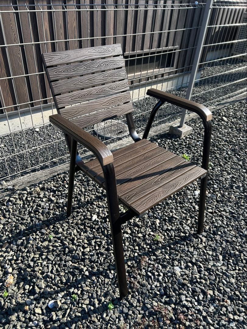 ★10脚セット売り★ダークブラウン アーム付きガーデニングチェア