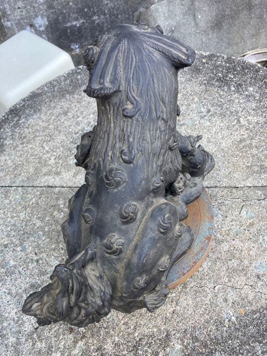 古い鬼瓦親子獅子33cm